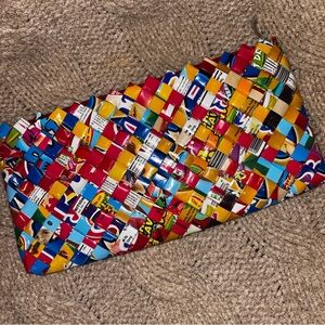 Colorful Upcycled Woven Clutch - Multicolor Candy Wrapper